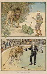 Die Überlegenheit des Menschen (Chromolithographie)